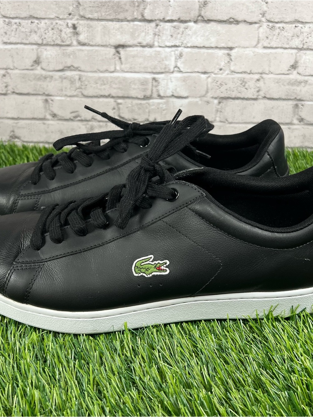 Lacoste Black Leather Low-Top Sneakers with White Sole